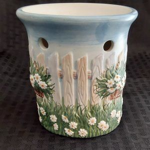 Yankee Candle White Fence‎ with Daises Tart Warmer- Vintage